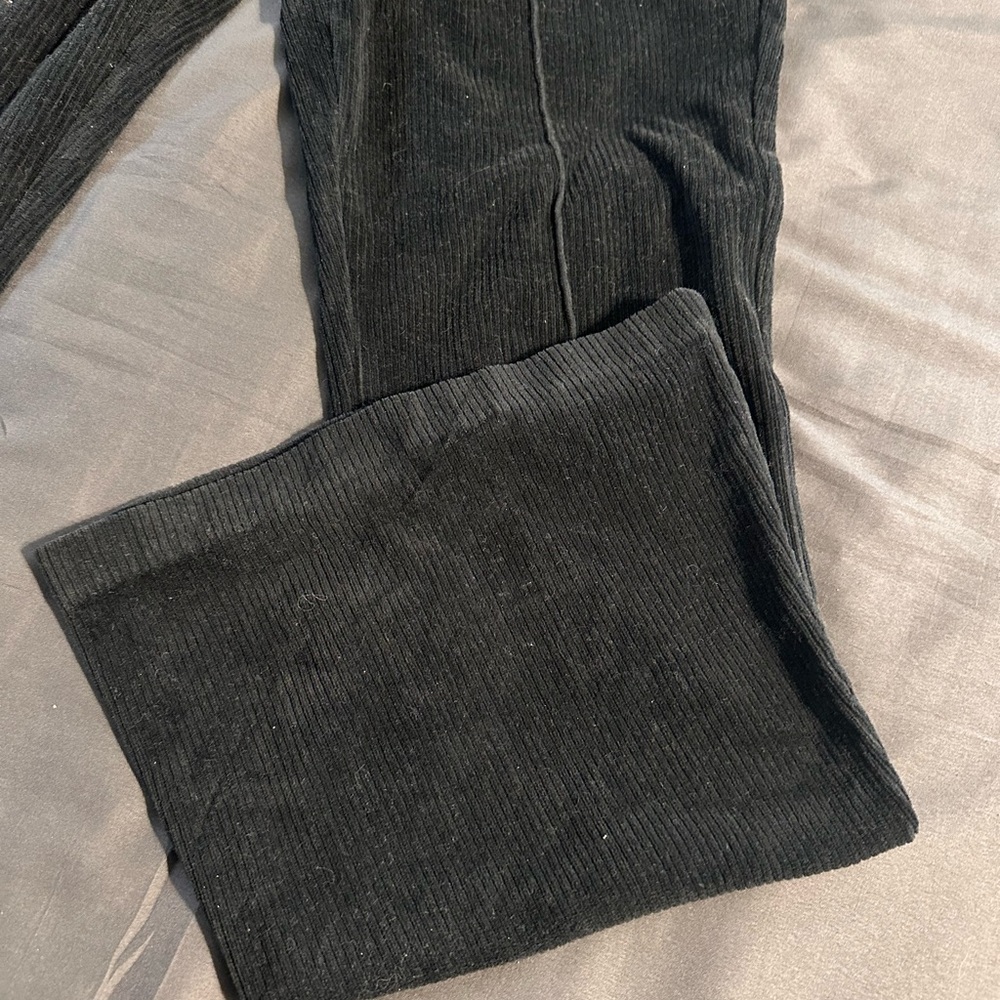 aerie Brand Black Flared Leg Corduroy Leggings - Picture 3 of 3